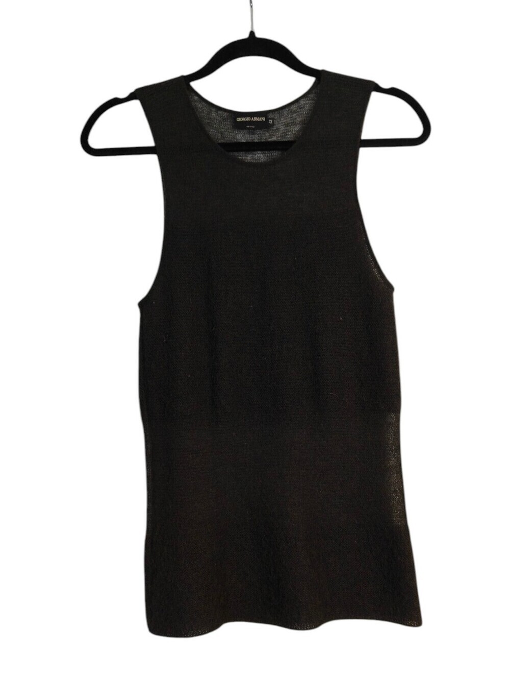 GIORGIO ARMANI Semi-Sheer Sleeveless Knitted Mohair Tank Top Size 42